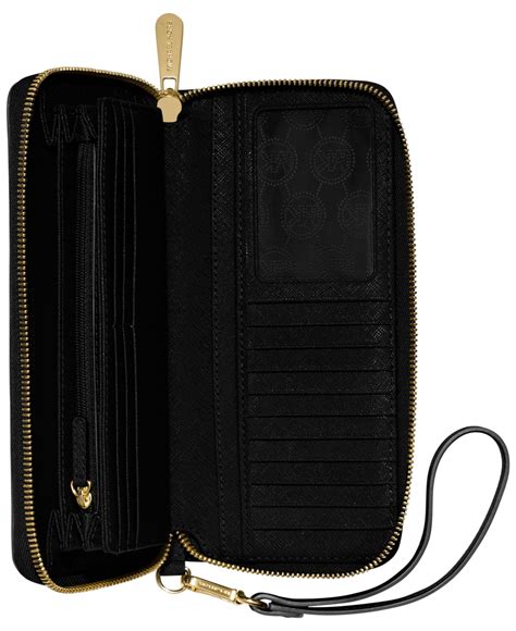 michael kors jet set travel leather continental wallet black|Michael Kors leather continental wristlet.